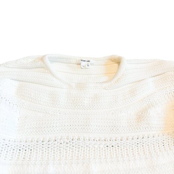 Helmut Lang Pullover Chunky Knit White Sweater Cropped Stretch Size Small Womens - Picture 3 of 12